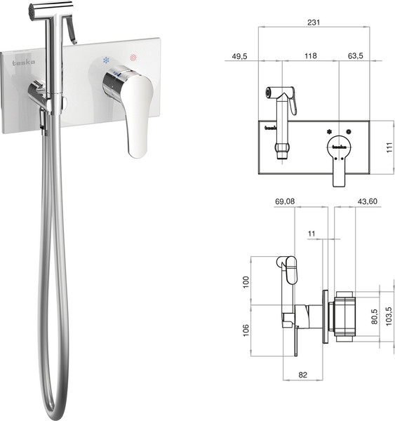 Изображение товара Гигиенический душ со смесителем Teska Elsa BTK6410W