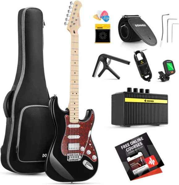Изображение товара Электрогитара Donner DST-152 (черный, с аксессуарами)