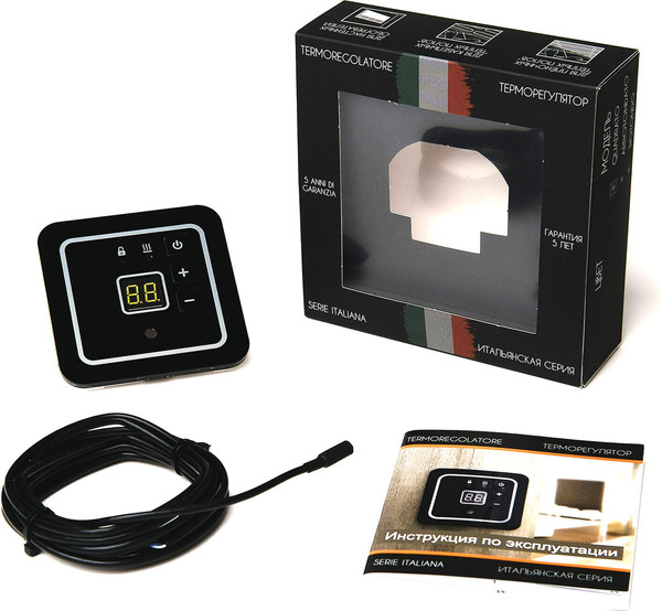 Изображение товара Терморегулятор для теплого пола ЭргоЛайт ТР-ARROTONDATO (черный)