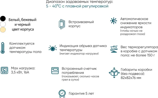 Изображение товара Терморегулятор для теплого пола ЭргоЛайт ТР-03П Алтас (черный)