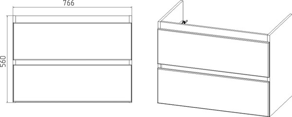 Изображение товара Тумба с умывальником Viant Мальта Como 80 / VMAL80CO-T2YP+S-UM-COM80/1-w