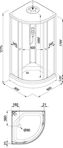 Изображение товара Душевая кабина Triton Вельвет А 80х80