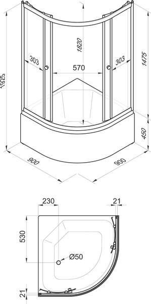 Изображение товара Душевой уголок Triton Вельвет Б 90х90