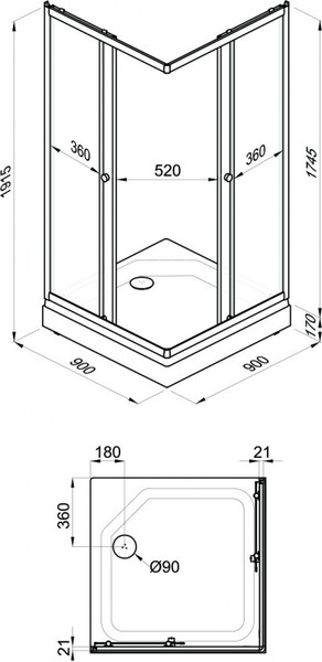 Изображение товара Душевой уголок Triton Вельвет-К 90х90 А