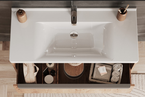 Изображение товара Тумба под умывальник Акватон Хоуп 100 / 1A287401HP6C0 (орех)