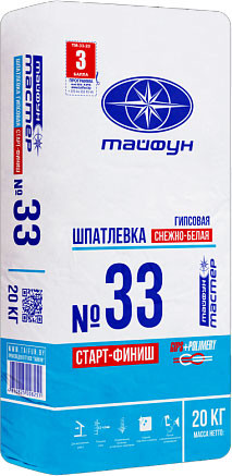 Изображение товара Шпатлевка Тайфун Мастер №33 (20кг, белый)