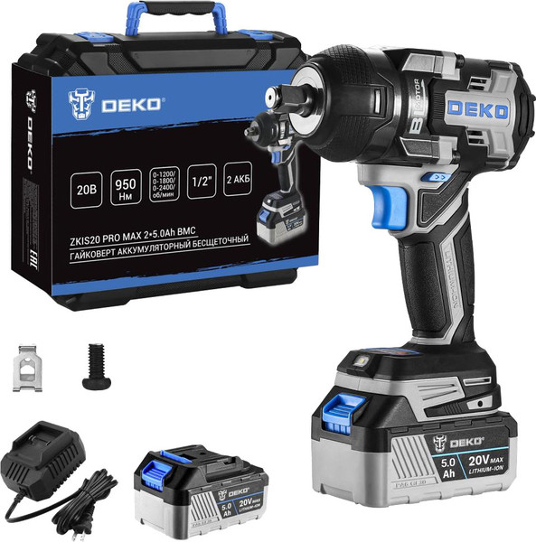 Изображение товара Аккумуляторный гайковерт Deko ZKIS20 Pro Max / 083-1088
