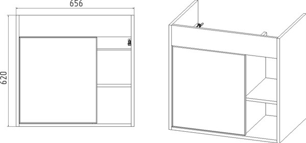 Изображение товара Тумба с умывальником Viant Бостон Como 70 / VBOS70CO-T1STP+S-UM-COM70/1-w