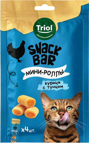 Изображение товара Лакомство для кошек Triol Snack Bar Мини-роллы из курицы с тунцом / 20171049 (40г)
