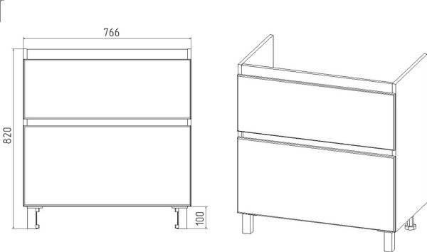 Изображение товара Тумба с умывальником Viant Мальта Como 80 / VMAL80COBEL-T2Y+S-UM-COM80/1-w