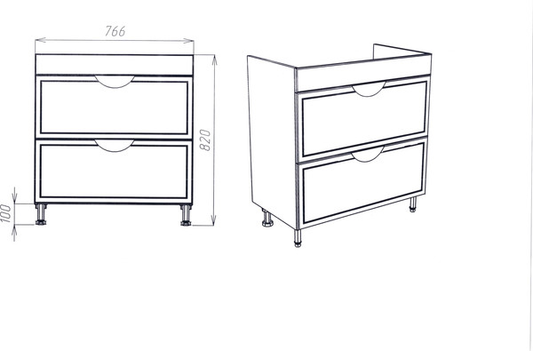 Изображение товара Тумба с умывальником Viant Лима Como 80 / VLIM80CO-T2Y+S-UM-COM80/1-w
