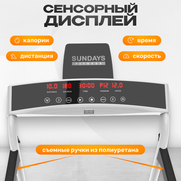 Изображение товара Электрическая беговая дорожка Sundays Fitness Middle Line S02 (белый)