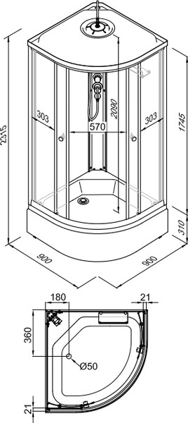 Изображение товара Душевая кабина Triton Полосы В 90x90