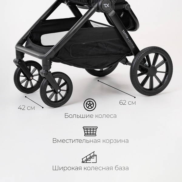 Изображение товара Детская универсальная коляска Tomix Prime 2 в 1 D1/2 (Black)