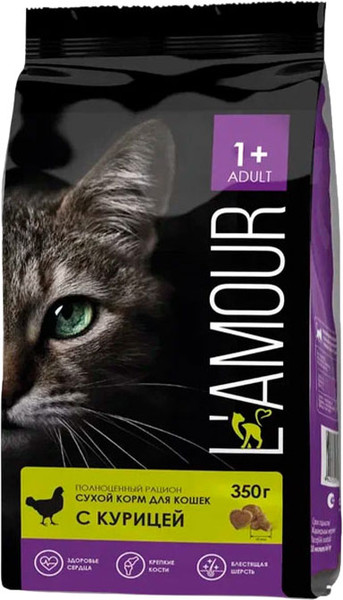 Изображение товара Сухой корм для кошек L'amour с курицей (350г)