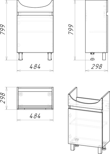 Изображение товара Тумба под умывальник Grossman Поло 50 / 105004-1 (дуб сонома/белый)
