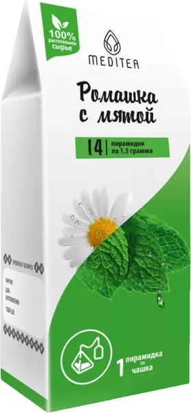 Изображение товара Чайный напиток Meditea Ромашка с мятой (14пак)