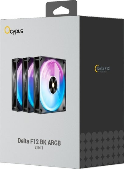 Изображение товара Набор вентиляторов для корпуса Ocypus Delta F12 ARGB 3в1 BK (Delta-F12-BK3AM00X-GL)