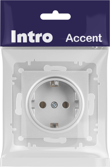 Изображение товара Розетка INTRO Accent 6-202-03 / Б0063686 (алюминий)