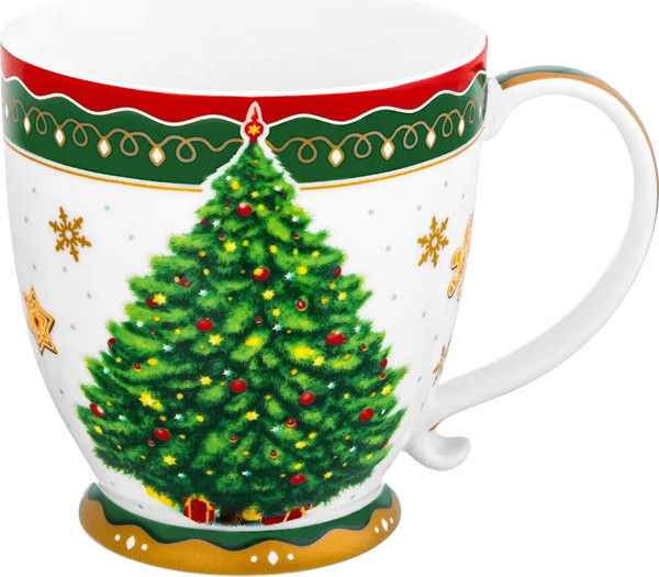 Изображение товара Кружка Elan Gallery Новогодняя елка / 420683 (зеленый/узор New Bone China)