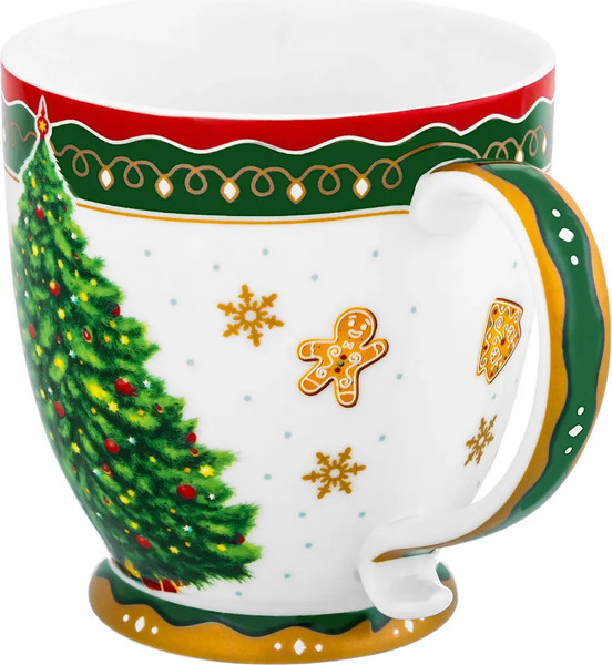 Изображение товара Кружка Elan Gallery Новогодняя елка / 420683 (зеленый/узор New Bone China)