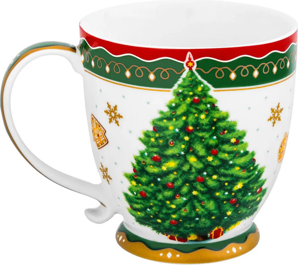 Изображение товара Кружка Elan Gallery Новогодняя елка / 420683 (зеленый/узор New Bone China)