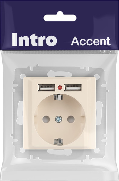 Изображение товара Розетка INTRO Accent 6-410-02 / Б0063692 (слоновая кость)