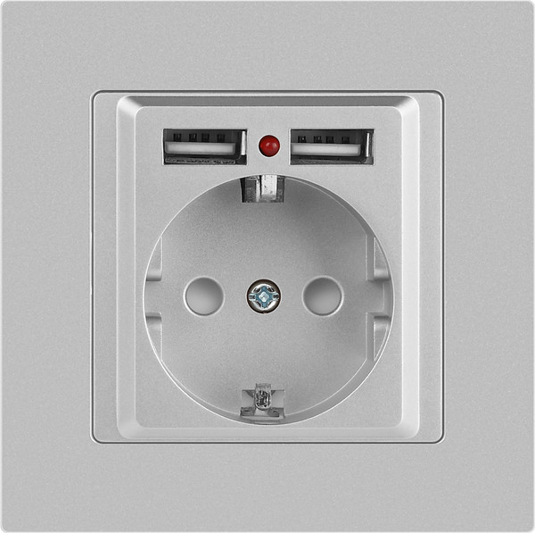 Изображение товара Розетка INTRO Accent 6-410-03 / Б0063694 (алюминий)