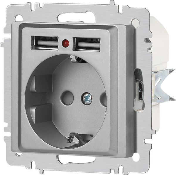 Изображение товара Розетка INTRO Accent 6-410-03 / Б0063694 (алюминий)