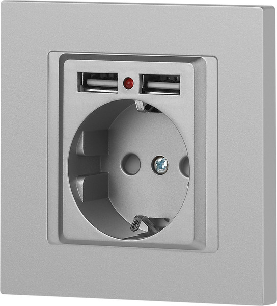 Изображение товара Розетка INTRO Accent 6-410-03 / Б0063694 (алюминий)