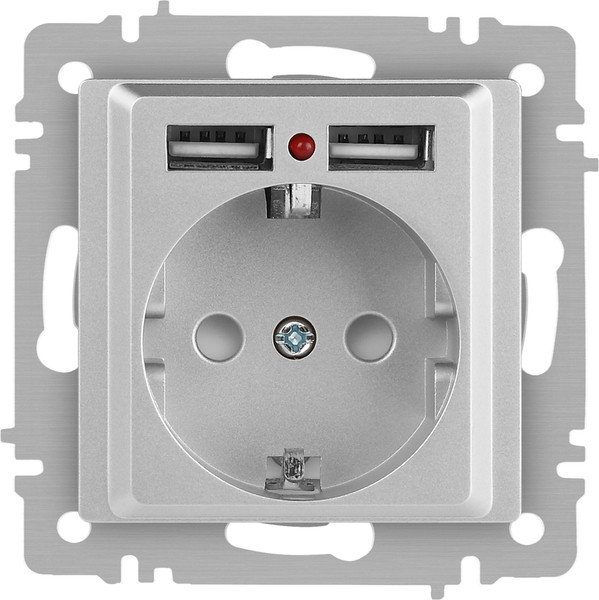 Изображение товара Розетка INTRO Accent 6-410-03 / Б0063694 (алюминий)