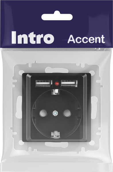 Изображение товара Розетка INTRO Accent 6-410-05 / Б0063698 (антрацит)