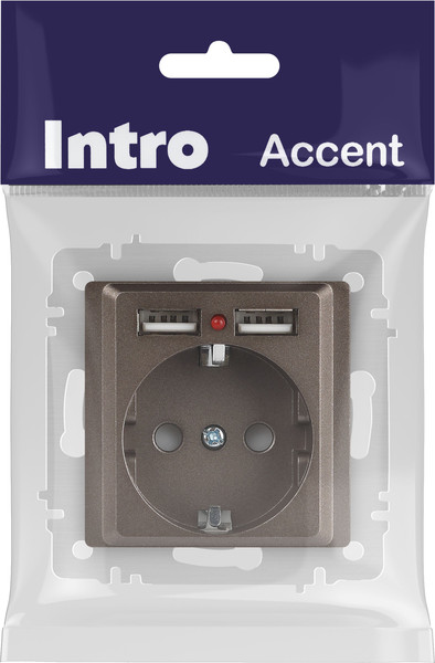 Изображение товара Розетка INTRO Accent 6-410-08 / Б0063704 (бронза)