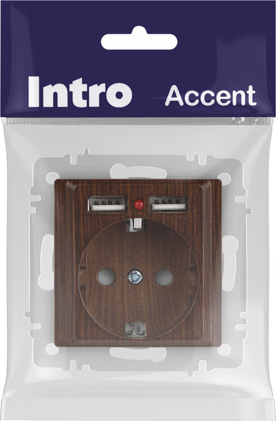 Изображение товара Розетка INTRO Accent 6-410-10 / Б0063717 (венге)