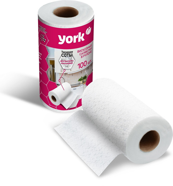 Изображение товара Набор салфеток хозяйственных York Соты 20430 (100шт, в рулоне)