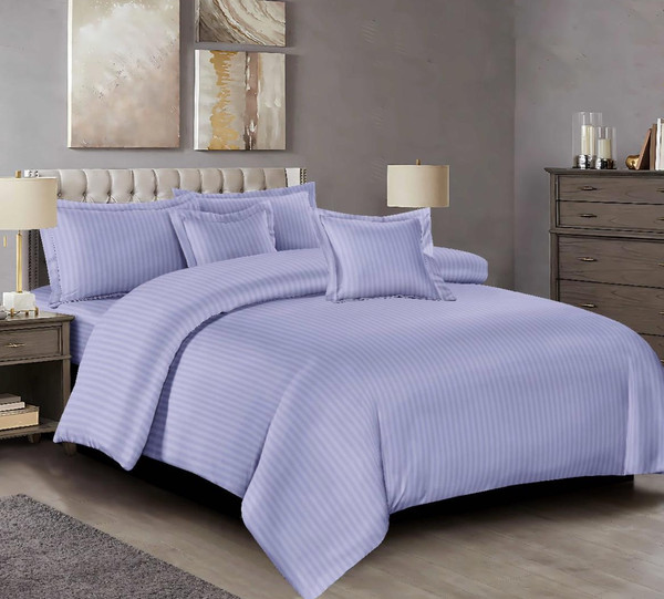 Изображение товара Комплект постельного белья Alleri Сатин Stripe Евро Max (лаванда)