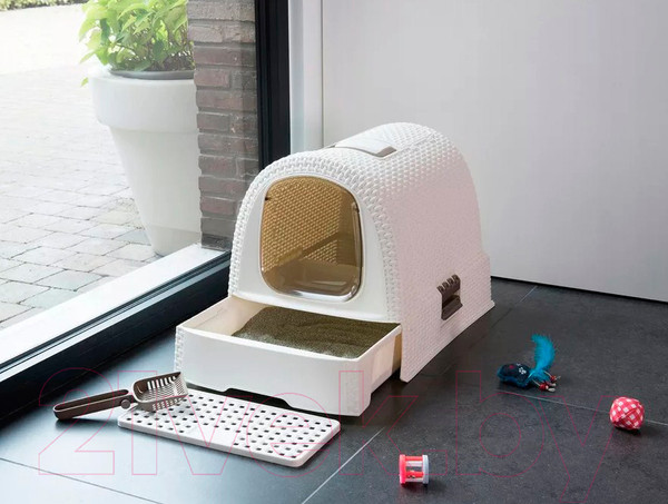 Изображение товара Туалет-домик Curver Cat Litter Box / 198849 (кремовый)