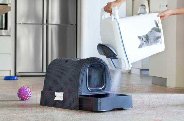 Изображение товара Туалет-домик Curver Cat Litter Box / 198846 (графитовый)