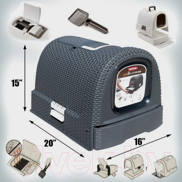 Изображение товара Туалет-домик Curver Cat Litter Box / 198846 (графитовый)