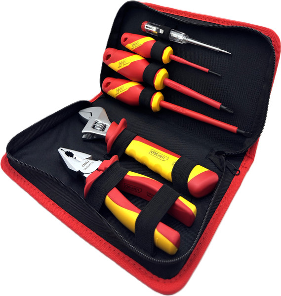 Изображение товара Универсальный набор инструментов Deli Диэлектрический YS DQ91001 (6пр, сумка, красный/желтый)