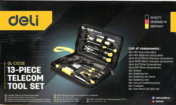 Изображение товара Универсальный набор инструментов Deli YS EDL-C1013E (13пр, сумка, черный/желтый)
