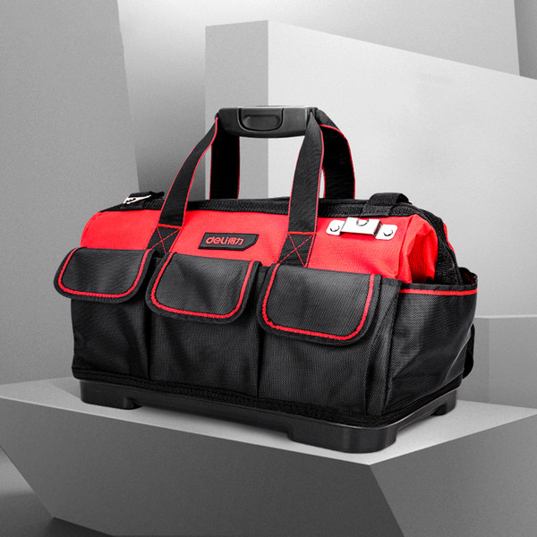 Изображение товара Сумка для инструмента Deli RS DL430318 (430x200x290мм, 16 карманов, ткань Oxford, пластиковое дно, черный/красный)