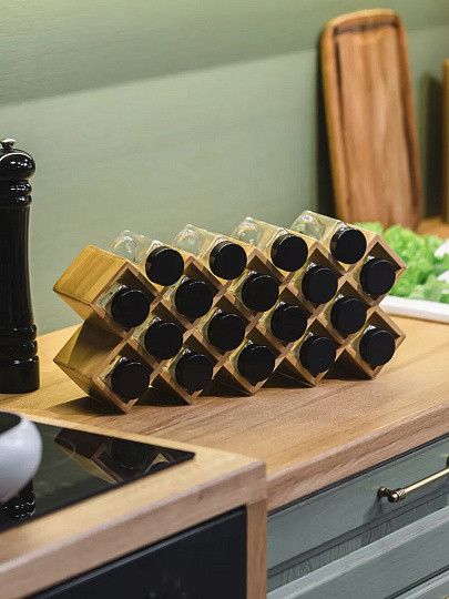 Изображение товара Набор для специй Aura Home 2670 (18шт, с подставкой и черными крышками)