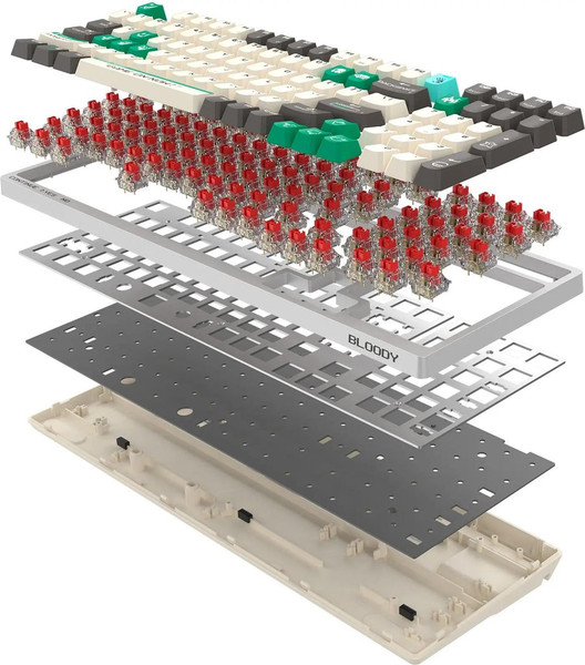 Изображение товара Клавиатура A4Tech Bloody S98 Pixels Green (белый/бежевый)