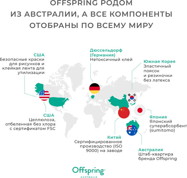 Изображение товара Подгузники-трусики детские Offspring XL 12-20кг Карандаши / OF02XLSCR (30шт)