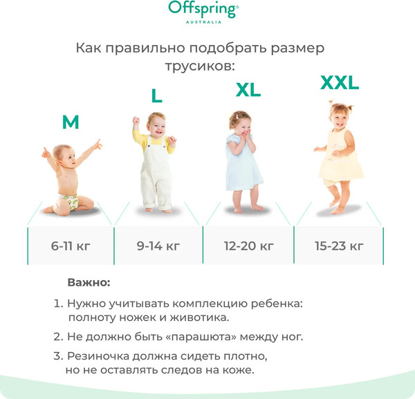 Изображение товара Подгузники-трусики детские Offspring XL 12-20кг Карандаши / OF02XLSCR (30шт)
