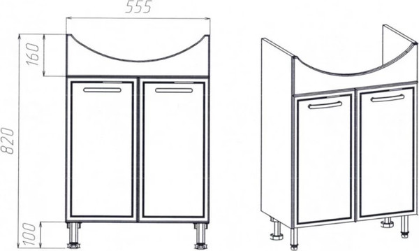 Изображение товара Тумба с умывальником Viant Милан Балтика 60 / VMIL60BA-T2ST+WH110246