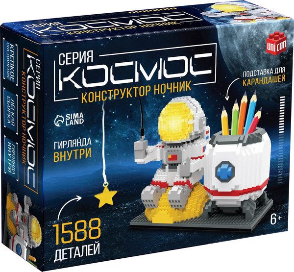 Изображение товара Конструктор Unicon Ночник. Космос 6903 / 10471509 (1588эл)