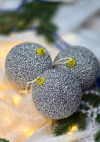 Изображение товара Набор шаров новогодних GrandSiti 3-39172-6 (3шт, серебристый)