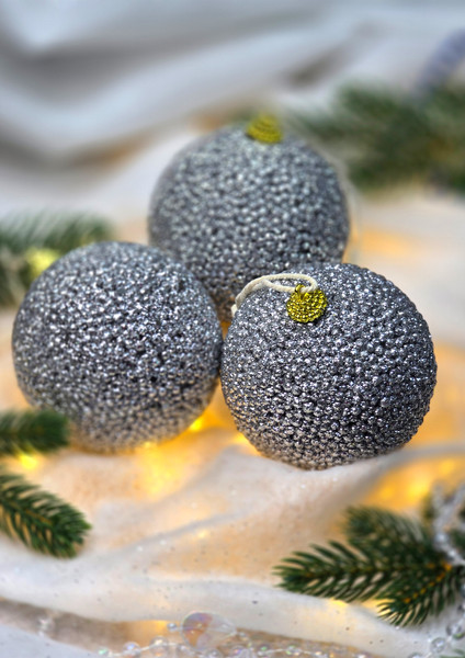 Изображение товара Набор шаров новогодних GrandSiti 3-39172-6 (3шт, серебристый)